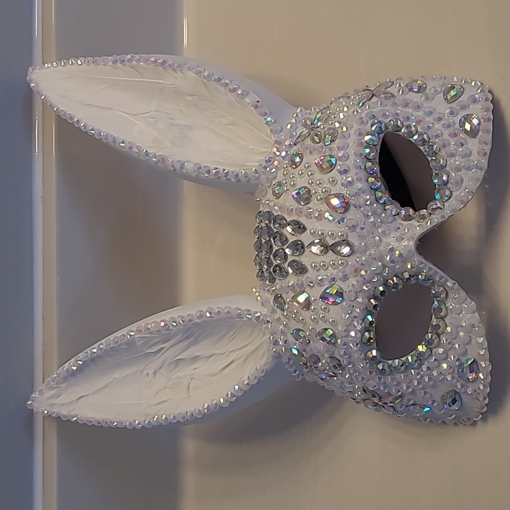 Bunny Bling Mask Dazzling Acrylic Pearls & Crystals - Picture 16 of 16